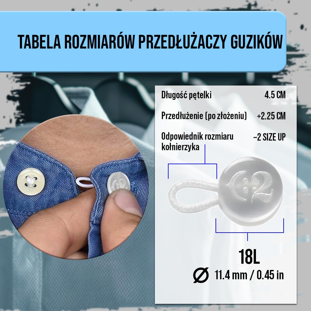 C2 2 szt. Przedłużki do kołnierzyka koszuli, Średni - Białe - 18L
