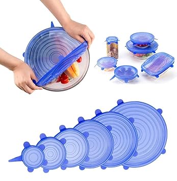 Silicone Stretch Lids for Bowls – 6 PCS Reusable Airtight Food Covers | Microwave & Freezer Safe Kitchen Storage Covers