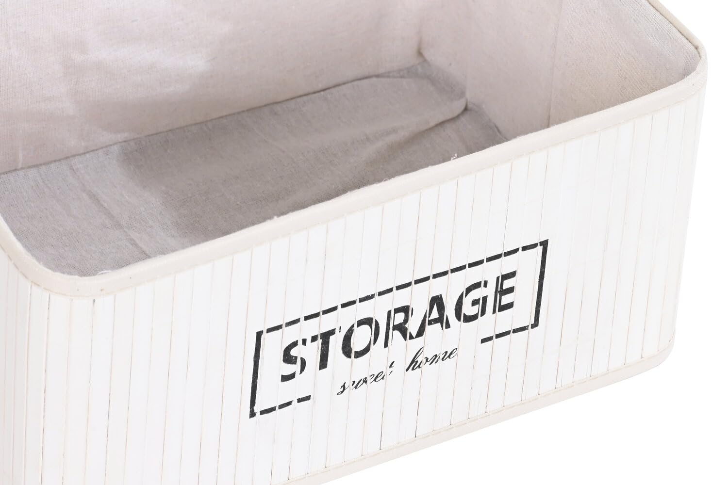 CESTA ROPA SET 6 BAMBU POLIESTER 40X30X46 BLANCO