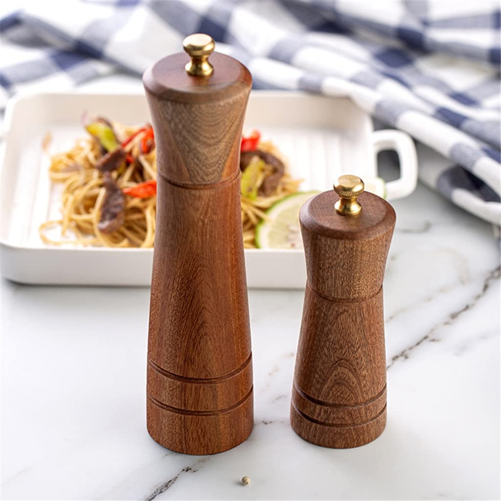 WolFum Młynek do soli i pieprzu młynek do przypraw z litego drewna z ceramicznym rdzeniem szlifierskim ręczne młynki do przypraw kuchenne wilki