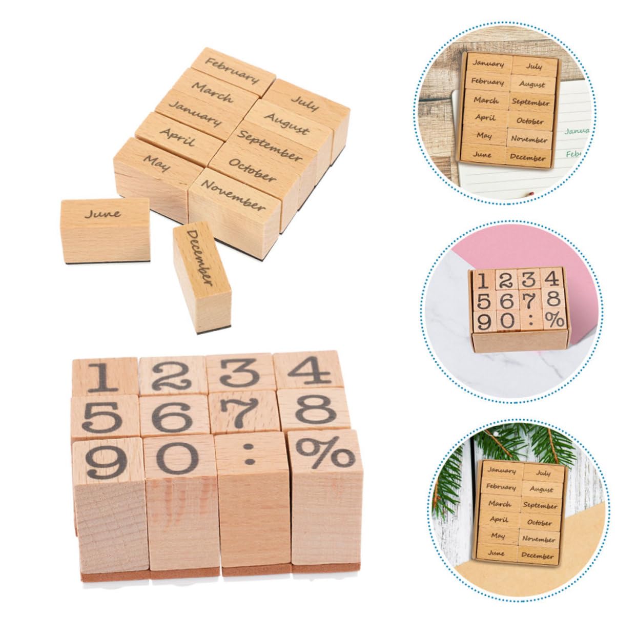 Operitacx 8sätze Holzstempeln Für Scrapbooking Dekorative Monats Und Zahlenstempel Für -karten Tagebuchgestaltung Und Handwerk Vintage-design Langlebig Und Vielseitig