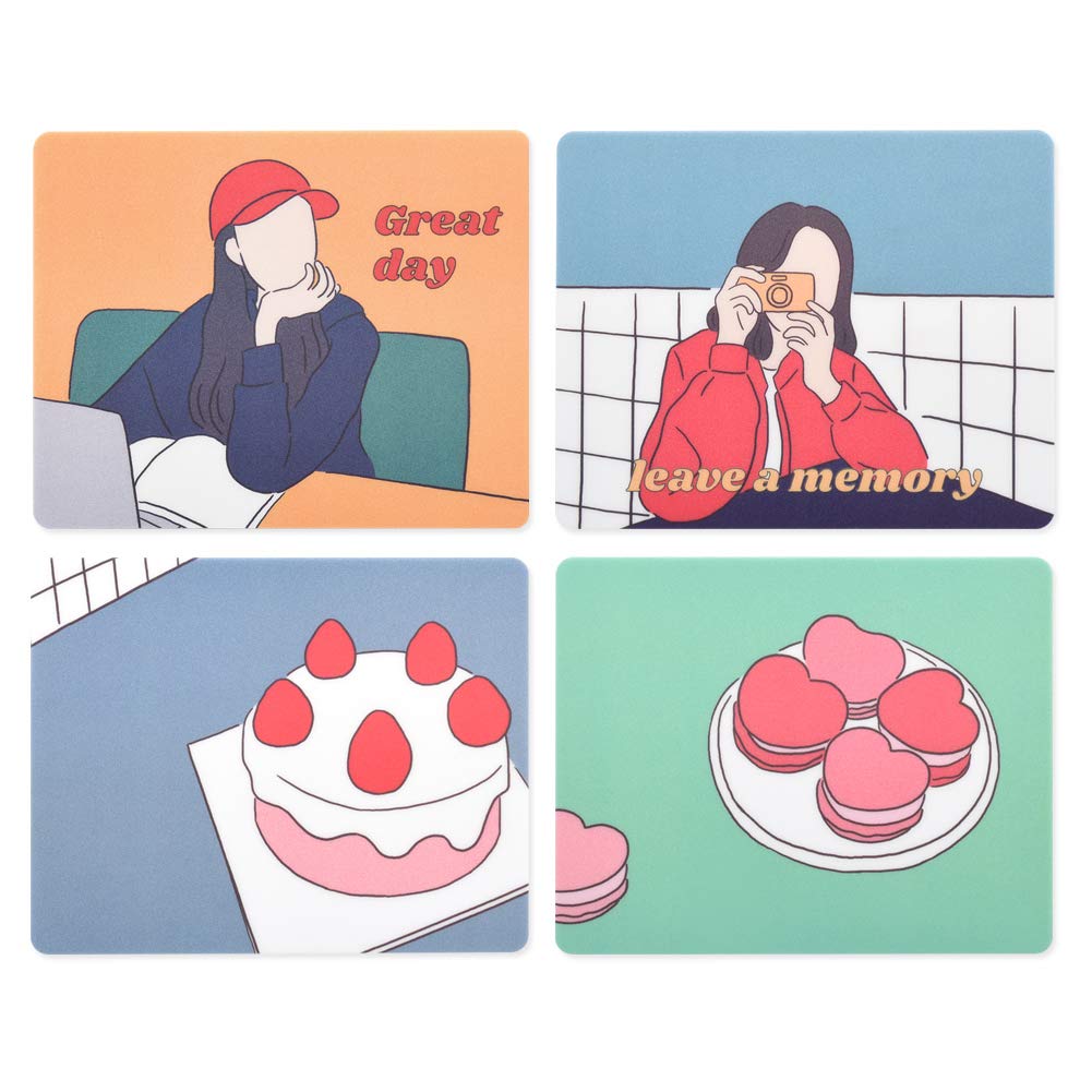 Monolike Mousepad Newtro Design - 4 Packs, 4 Different Designs, PVC Material, Mouse Pads, Computer Accessory