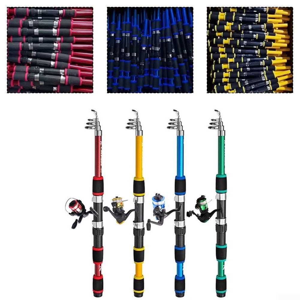 Ensemble de canne à pêche télescopique en fibre de carbone, avec moulinet et sac de pêche, 1,8 m rétractable ultra léger pour pêche à la carpe