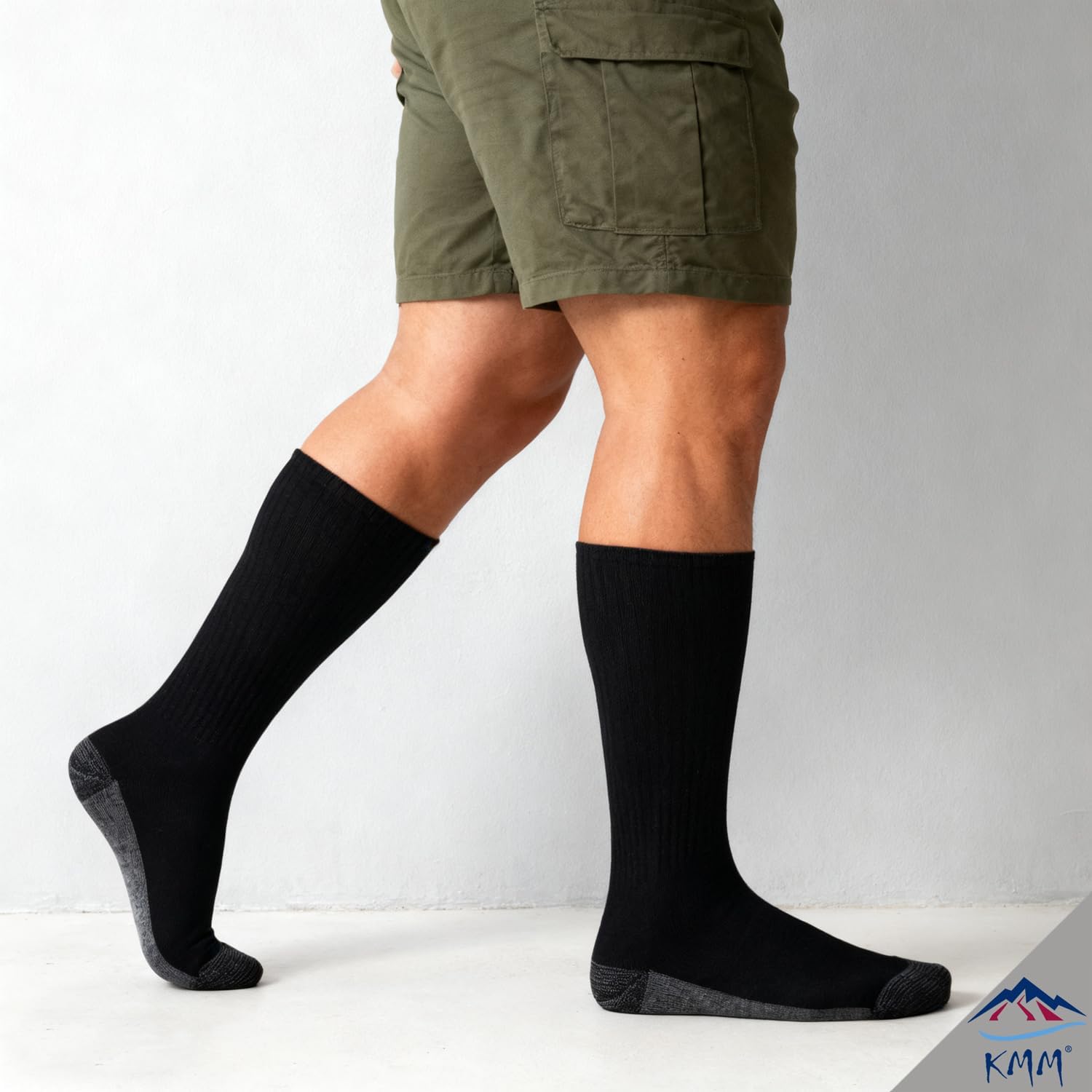 KMM Men Cotton Full Thick Cushion Crew Socks Moisture Control Heavy Duty Work Boot Warm Thermal Wicking Sweat Anti Blisters - Image 3