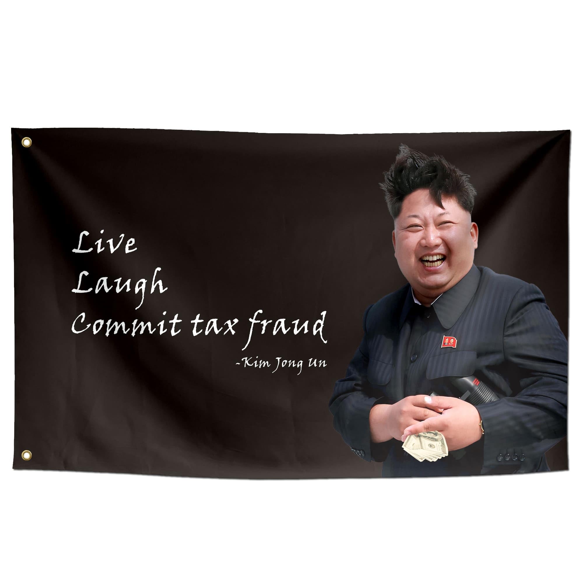 ToFlagify Live Laugh Commit Tax Fraud Funny Quote Flags Meme Cool Flags Banner 3x5 ft Room Guys College Dorm Bedroom Man Cave Wall Decor Indoor Hilarious Black KJU