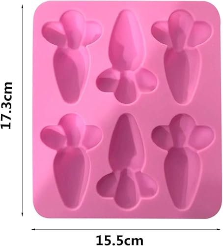 Miniatura 7 de ASkinds Molde de chocolate con zanahoria de Pascua, 6 cavidades, bandeja de silicona antiadherente para chocolate, molde para hornear bricolaje para