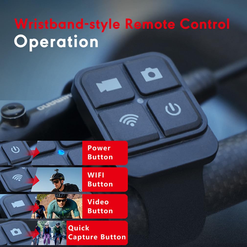 KANDUO XRC TECH - Cámara de acción deportiva de doble cabeza 2K+2K, IP66, impermeable, WiFi, para motocicleta, bicicleta, grabadora de video delantera y trasera con aplicación WiFi, control remoto