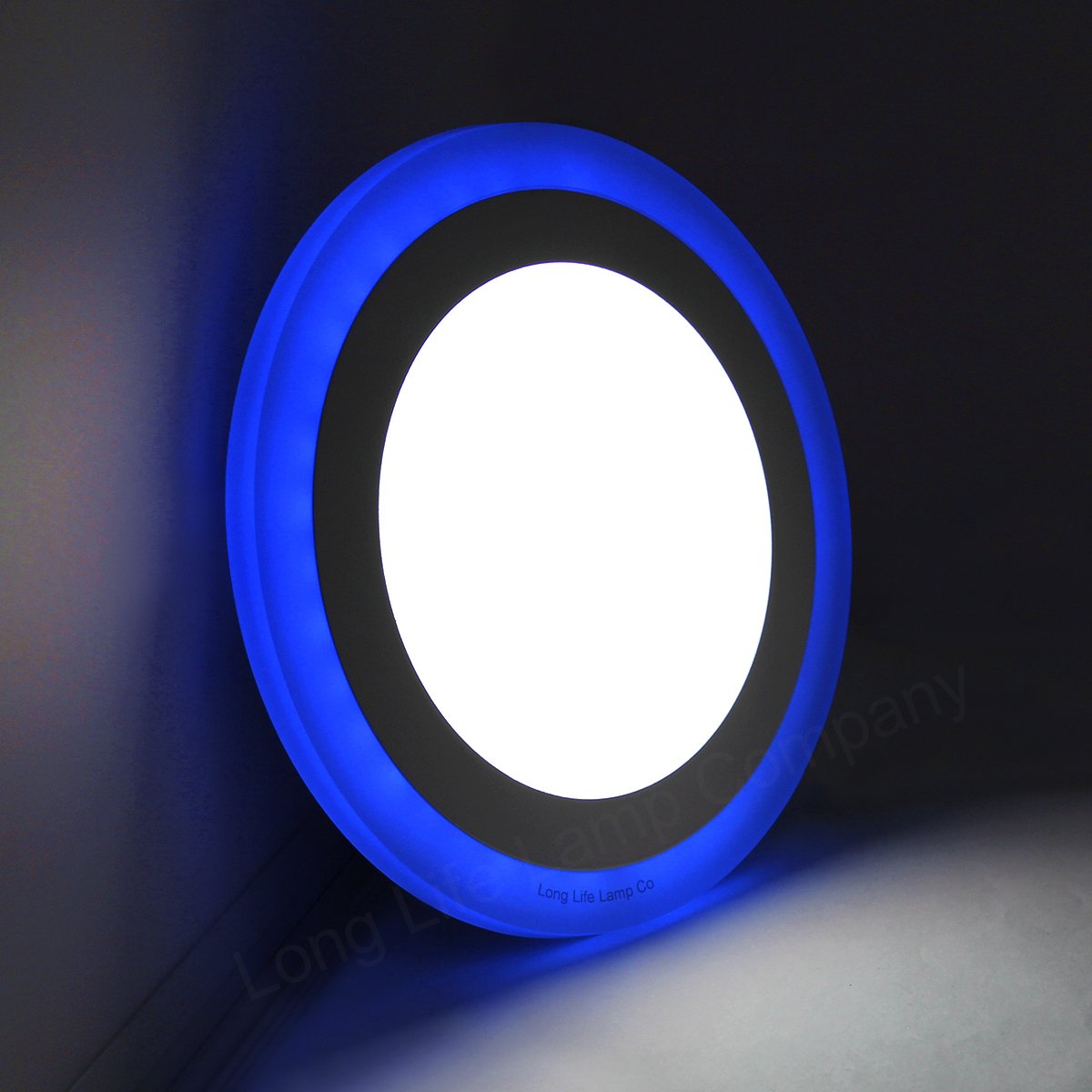Long Life Lamp Company 12w Round Recessed LED Ceiling Panel Light Dual Colour Cool White Blue Ring