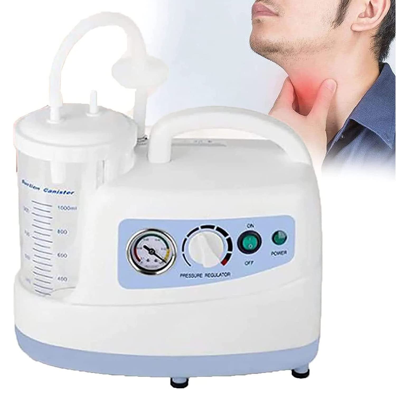 Machine d'aspiration des crachats portable avec bocal de 1000 CC pour les glaires