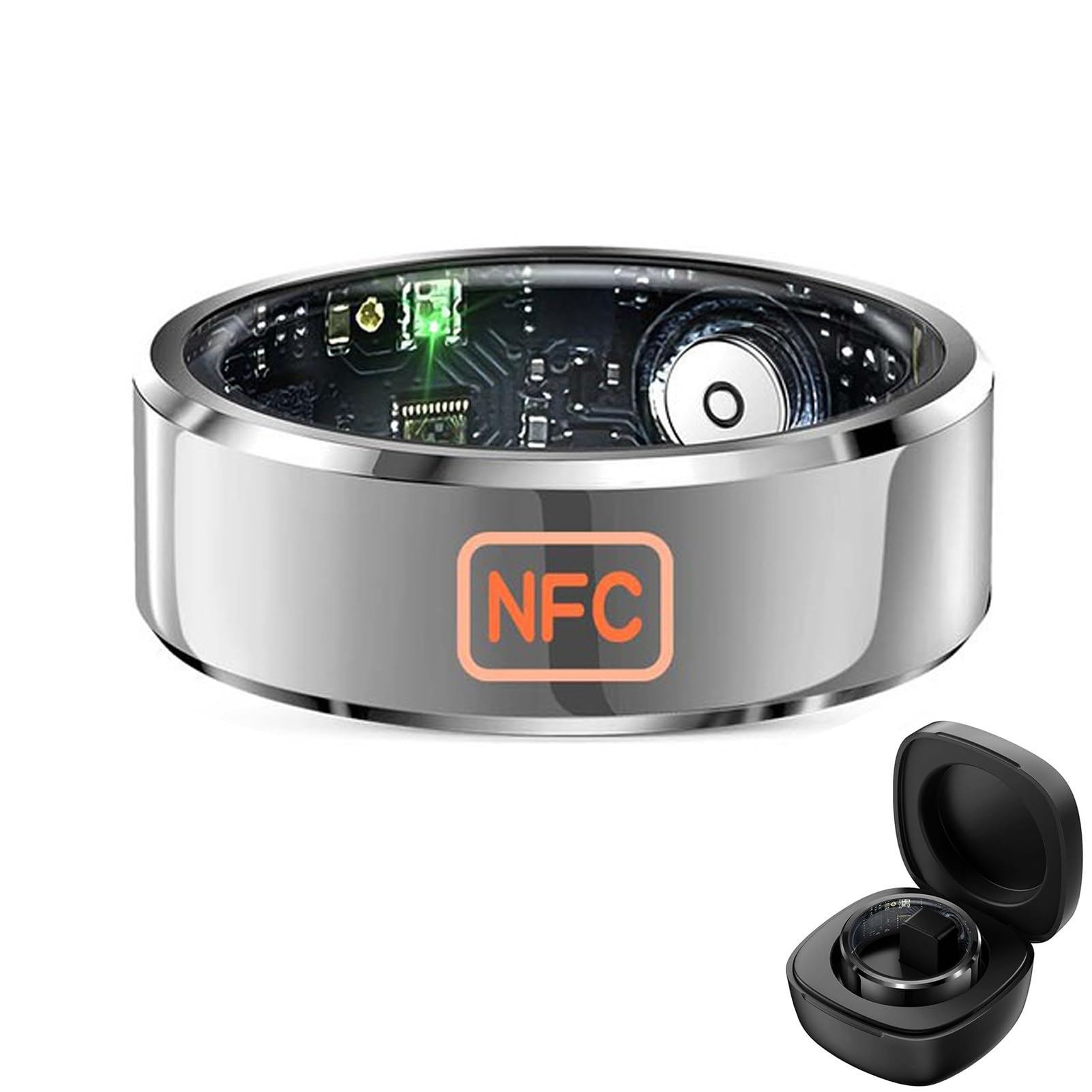 Smart Ring Health Tracker Sleep Monitor Ring Pedometer Ip68 Waterproof Compatible with Android and iOS(Silver,8#)-image-12