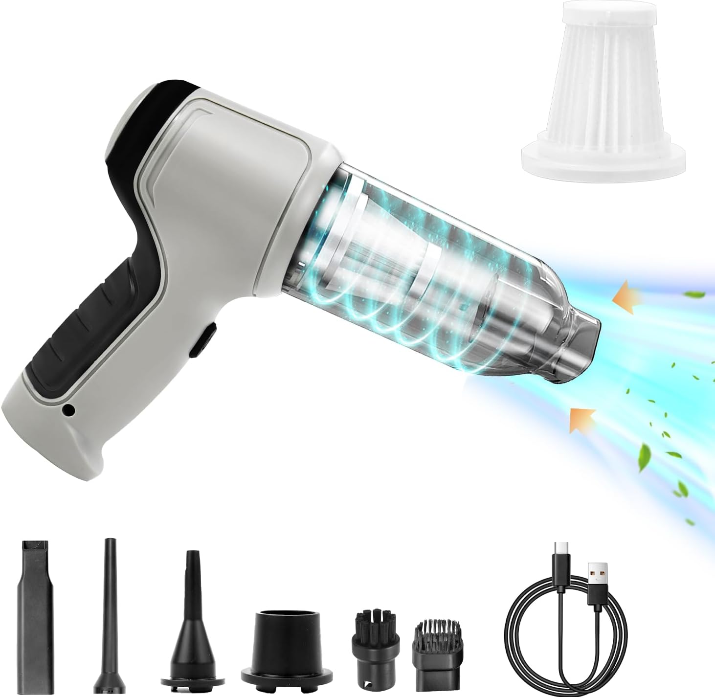 Abnaok Car Vacuum Cleaner High Power Cordless, Hand Held Vacuum Cordless Rechargeable,12000Pa High Power Suction and Extended Runtime,Mini Vacuum Cleaner for Car, Home, Pet Hair