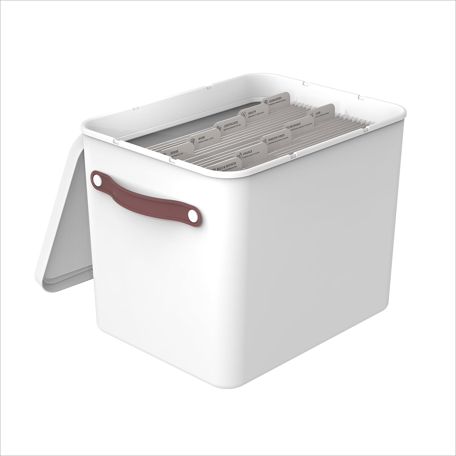 Rotho MyPaper Archive box document organiser. MY PAPER Plus, Plastic (PP) BPA-free, white/blue, (40.0 x 29.2 x 29.8 cm)