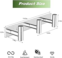 Vista 2 de Wall Mounted Coat Rack-3 Hooks, Heavy Duty Stainless Steel Wall Hooks for Towel Coat Bag, Hat Rack Coat Hanger Coat Hooks Towel Racks for Bathroom