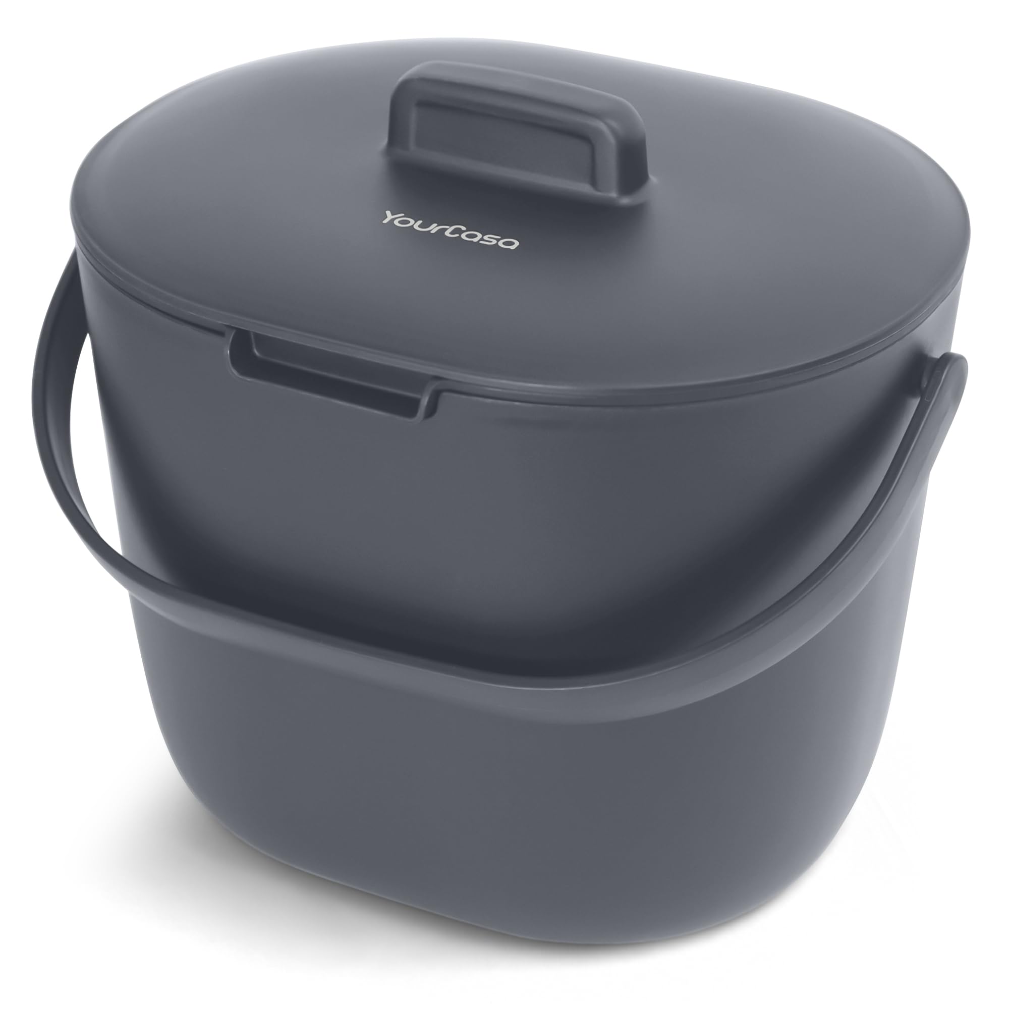 YourCasa Biomülleimer Küche 6L - Komposteimer für alltäglichen Biomüll Behälter Spülmaschinenfest - Geruchsdicht mit Sieb & ergonomischen Griff - Bio Mülleimer Klein Komposter Bioeimer (Anthrazit)