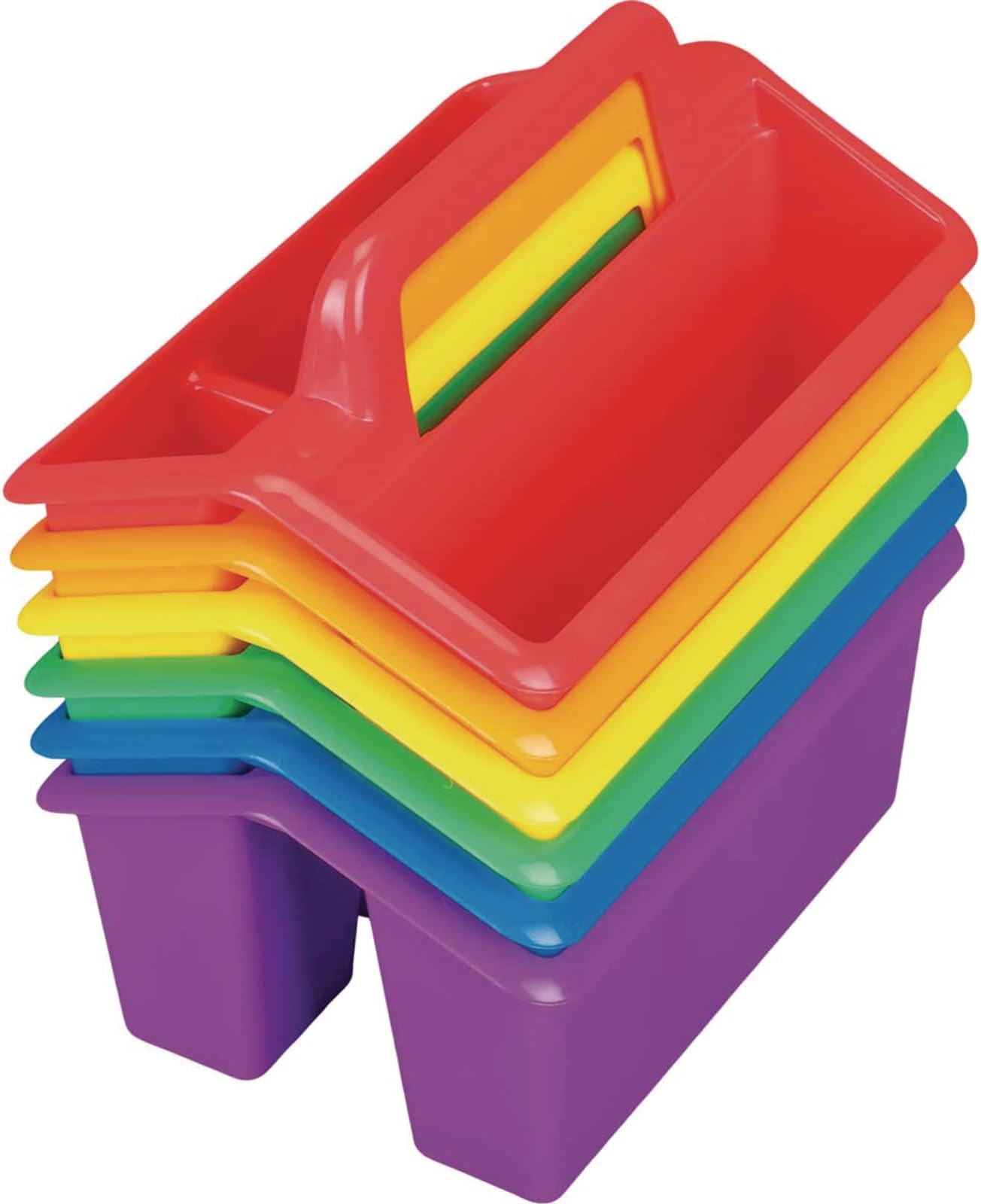 Really Good Stuff Four-Compartment Plastic Caddies, 6-Pack, Primary Colors