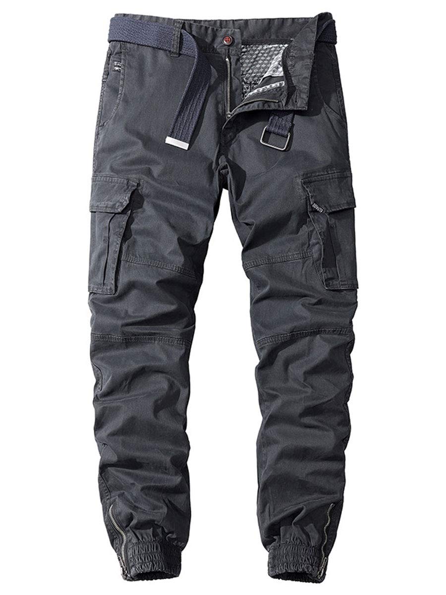 ebossyMen's Ankle Zip Multi Pocket Outdoor Work Tactical Twill Jogger Cargo Pants