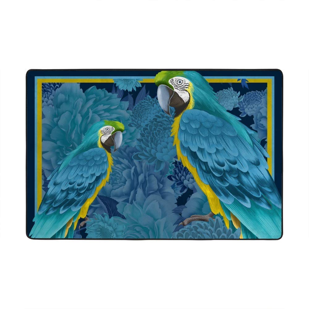 Tapis bleu oiseaux perroquets Ruchen anti-froid grand tapis salon 152x99 cm