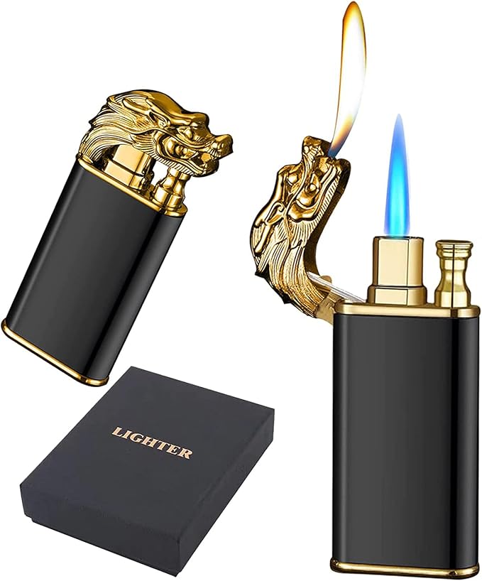 Magic Dual Flame Dragon Lighter, Dragon Dual Fire Lighter, Creative