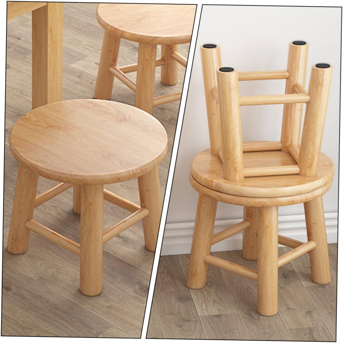 Elegant Solid Wood Stool Reusable Boys and Girls Step Stool for Bathroom Non-Slip