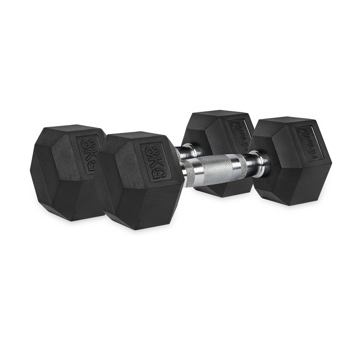 Haltères Courts Hexagonaux 2x8 Kg VirtuFit - Revêtement Caoutchouc, Anti-roulement, Qualité