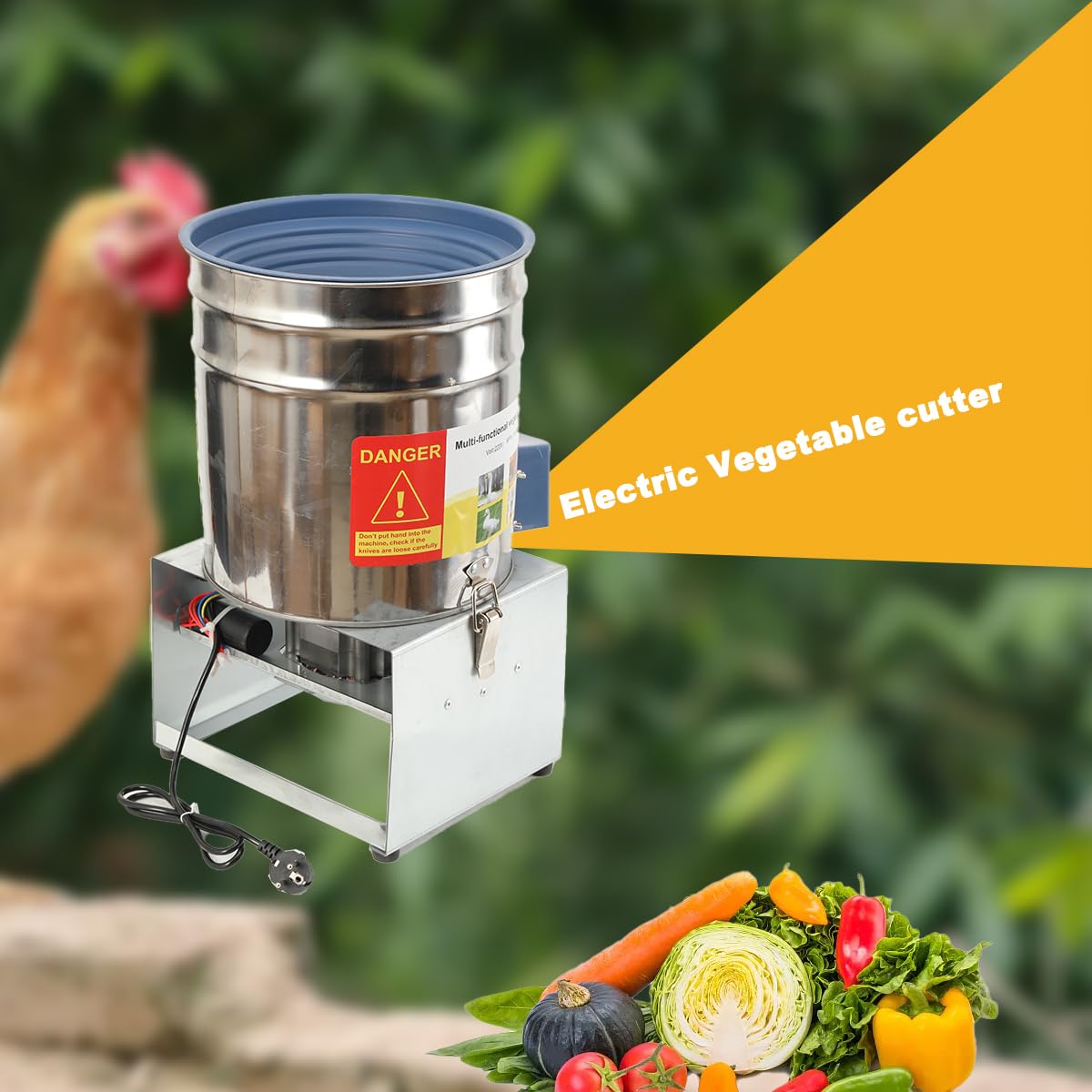 550W 220V Gemüseschneider Futterhäcksler Grünfutterschneider Edelstahl | 30L kapazität 400kg/h Grasschneider Grashalmeschneider Melonenschneider, Hühner- und Entenzucht