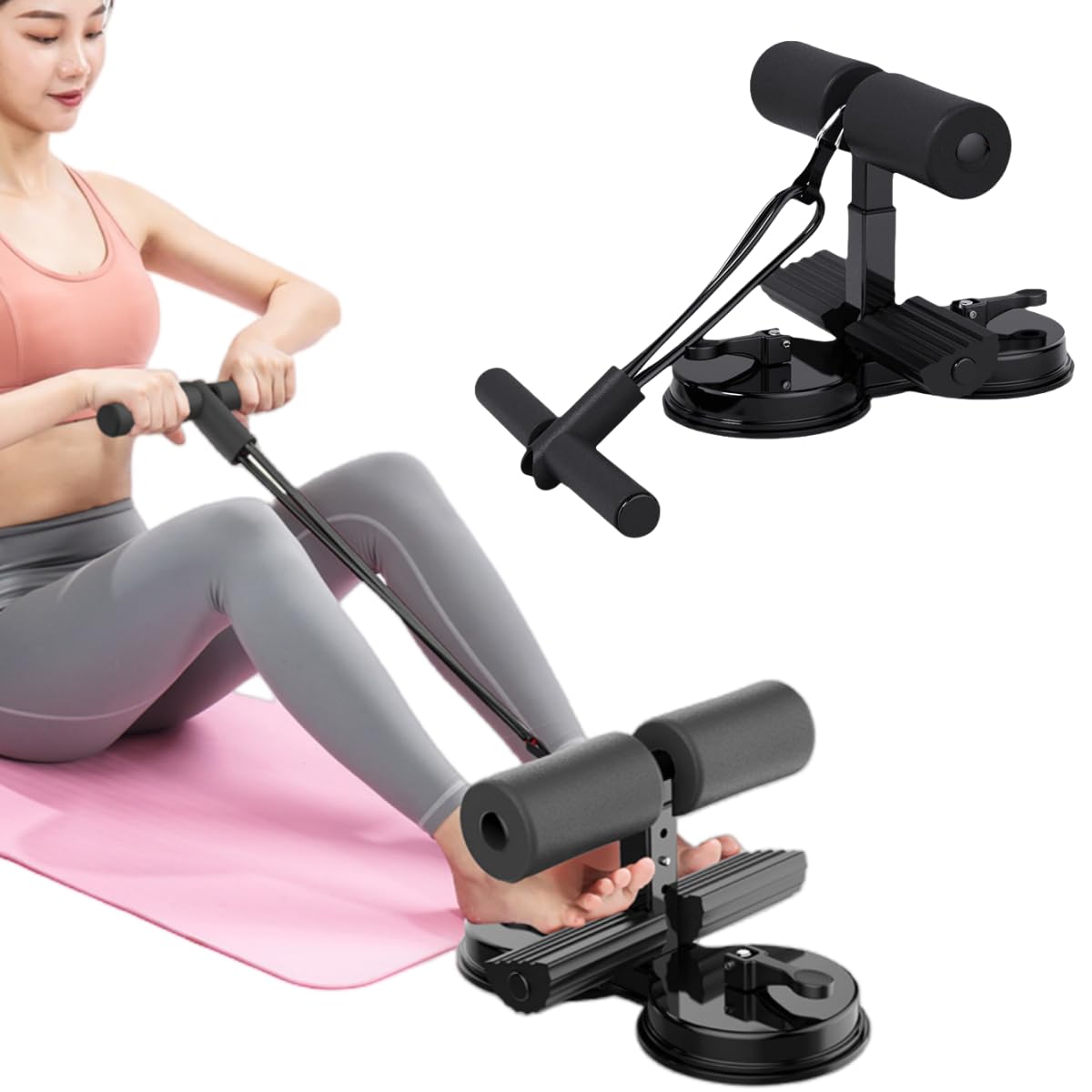 Portable Sit Up Bar & Ab Trainer With Suction Cups - Adjustable Height