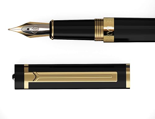Vista 16 de Dryden Designs Pluma estilográfica, punta media y fina, incluye 24 cartuchos de tinta y convertidor de recarga de tinta, escritura consistente, Rosa