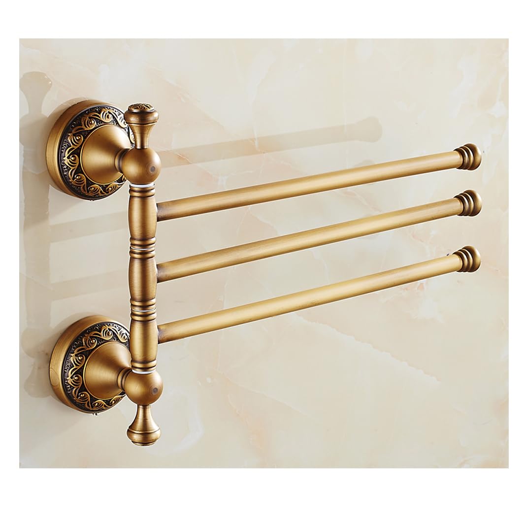 LMYSXAOZ Vintage Gold Swivel Towel Rack - Solid Brass Swing Out Bar Space Saving Swinging for Bathroom Wall Mounted Holder Organizer With 4 Arms gold-3bar