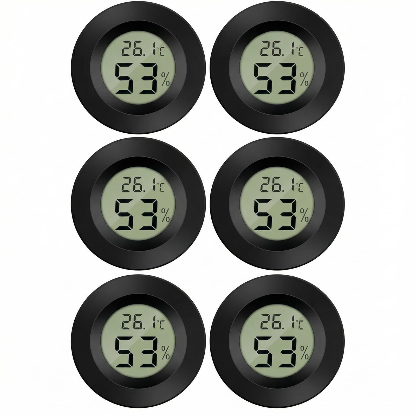 CNMTCCO Mini Digital Hygrometer Thermometer Innen, 6 Stück Präzises Raumthermometer & Feuchtigkeitsmessgerät, Luftfeuchtigkeitsmesser für Wohnzimmer, Babyzimmer, Gewächshaus, Keller & Büro (Schwarz)