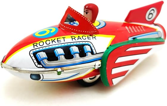 Charmgle Inertia Rocket Racing Car Toy Retro Tin Toys Friction Push Racer Model Photography Props Party Favor Home Decoration Birthday Gifts