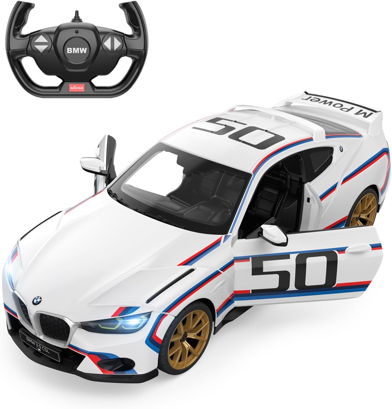 RASTAR BMW RC Car 1/14 BMW 3.0 CSL RC Car BMW Remote Control Toy Car for Kids, White 2.4G