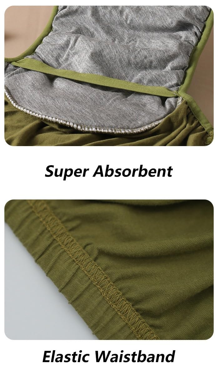 Confezione Da 2 Slip In Cotone Anti-urina Intimo Per Adulti L'incontinenza | Mutandine Post-operatorie Slip Impermeabili Pannolini Lavabili In Tessuto Per Anziani Allettati(Gray+Green,3XL)