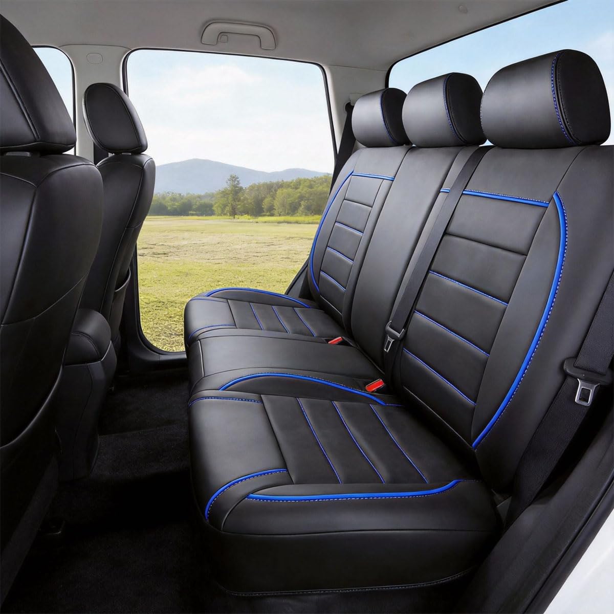 Genérico Fundas para Asientos de Coche para MG MG3 Full Hybrid 2024, Juego Completo de Fundas de Cuero Sintético PU para Asientos Delanteros y Traseros, Compatible con Airbag