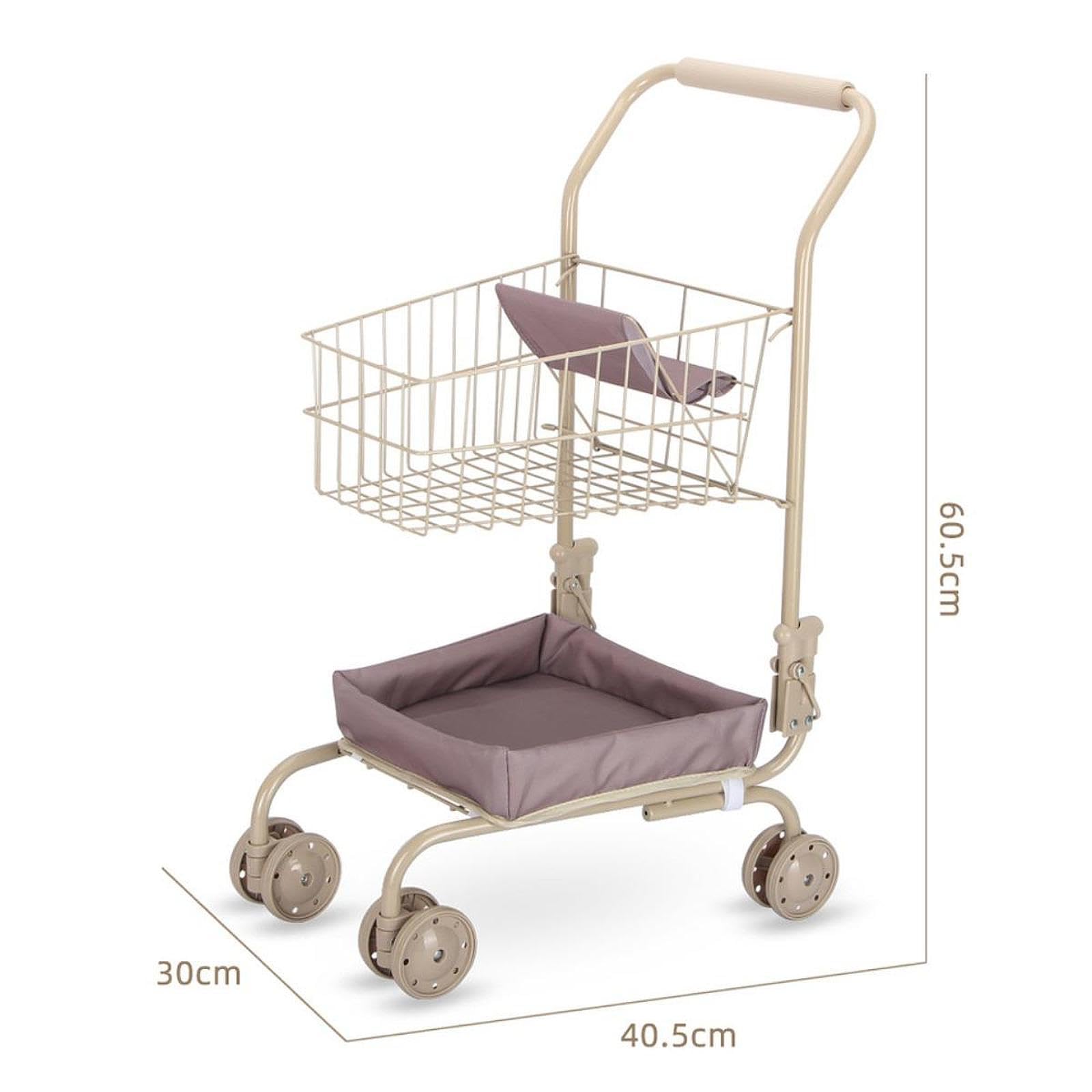 predolo Einkaufskorb Kinder Einkaufswagen Mini Einkaufsrollwagen Rollenspiel Lernspielzeug Handwagen mit Universalrädern für Geschenk Kinderzimmer Dekoration, Korb in Unifarbe