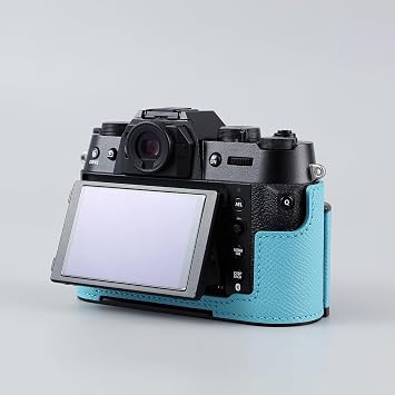 Camera Half Case,Compatible with Fujifilm Fuji X-T50 XT50,Vintage Metal Genuine Leather Instant Camera Protective Cases Stylish Portable Shockproof (Blue S)
