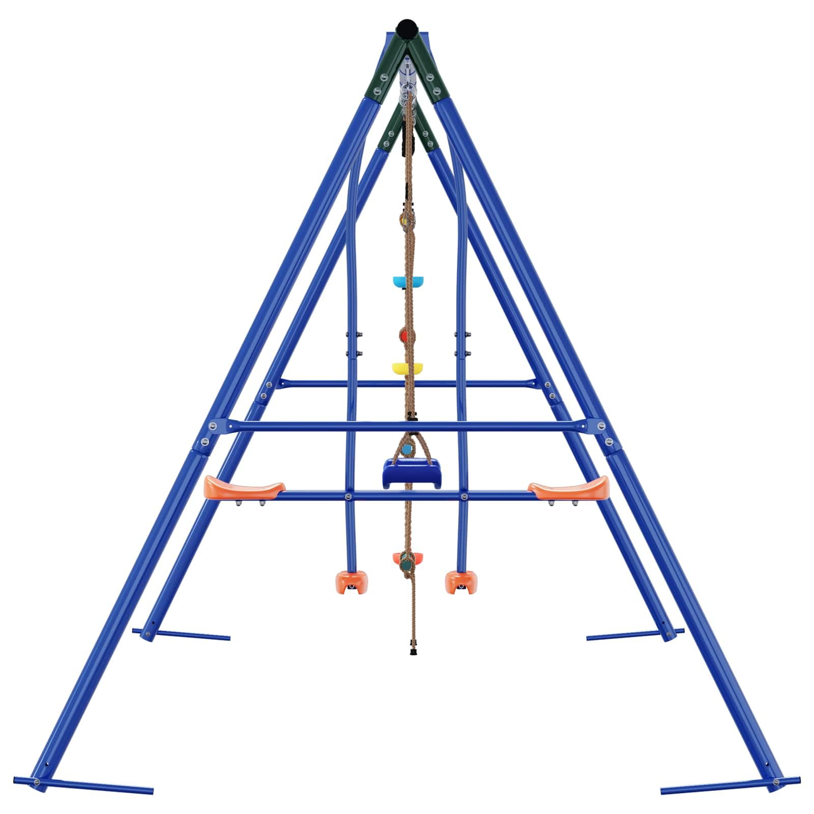 Set di altalene per esterni, multicolore, 330 x 185 x 185 cm, in acciaio e polietilene, per giardino, bambini, parco giochi, esterno, resistente alle intemperie, regolabile in altezza