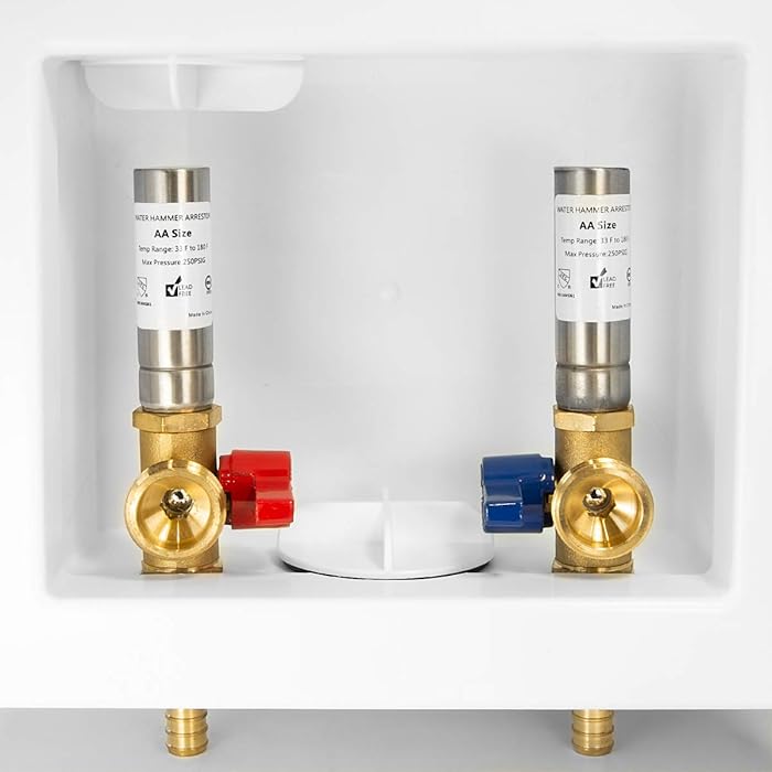 Buy EFIELD Washing Machine Outlet Box with Center Drain with Brass 1/4 Turn Valves Installed, 1/