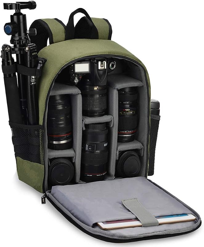 Camera Backpack Bag Professional for DSLR/SLR Mirrorless Camera Waterproof, Camera Case Compatible for Sony Canon Nikon Camera and Lens Tripod Accessories Green