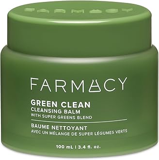 Farmacy Makeup Remover Cleansing Balm - Green Clean Waterproof Makeup Remover Balm + Oil Cleanser for Face - Gently Melts Make Up + SPF - Hydrates + Softens Skin with Super Greens + Papaya (100ml)