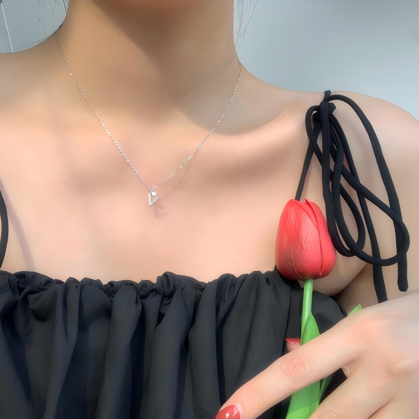 GUOYU 26 Collana Iniziale Lettera di Compleanno da Donne Ragazze, Collana con Lettera in Zirconi d'Argento Ciondolo, Personalizzazione Idee Regalo di Compleanno Celebrazione