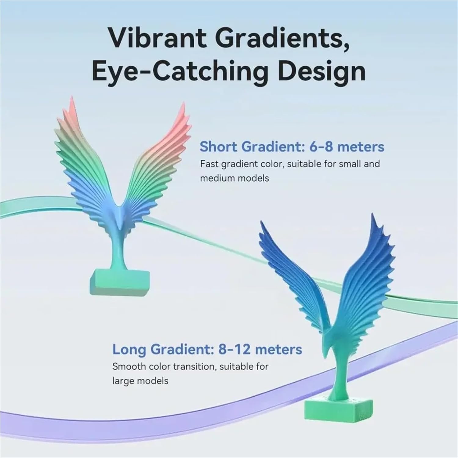For creality Colorful Gradient for Hyper PLA Rainbow Filament 1.75mm 1KG High Speed Printing PLA Filaments 3D Pritner Materials(Wild Blossom-Short)
