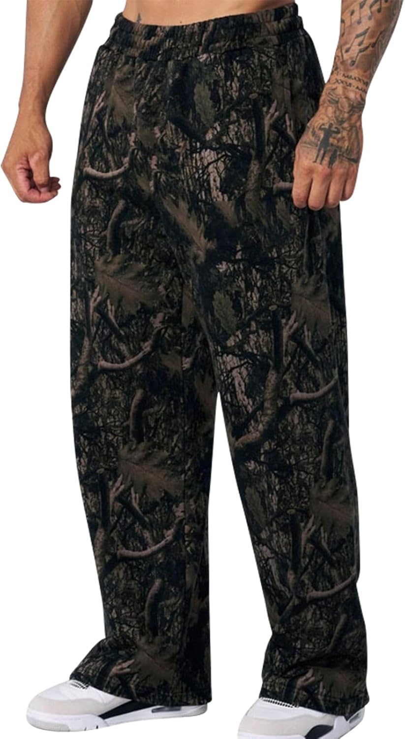 Mens Camo Sweatpants Baggy Joggers Casual Athletic Gym Workout Sweat Pants with Pockets