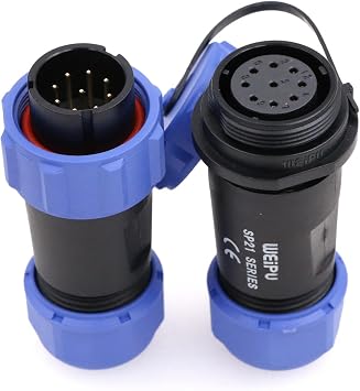Weipu SP21 2-12 Pin Male Waterproof Connector Plug Female Socket IP68 in Line Cable Connector Industrial Circular Solar Electrical Connector 9Pin