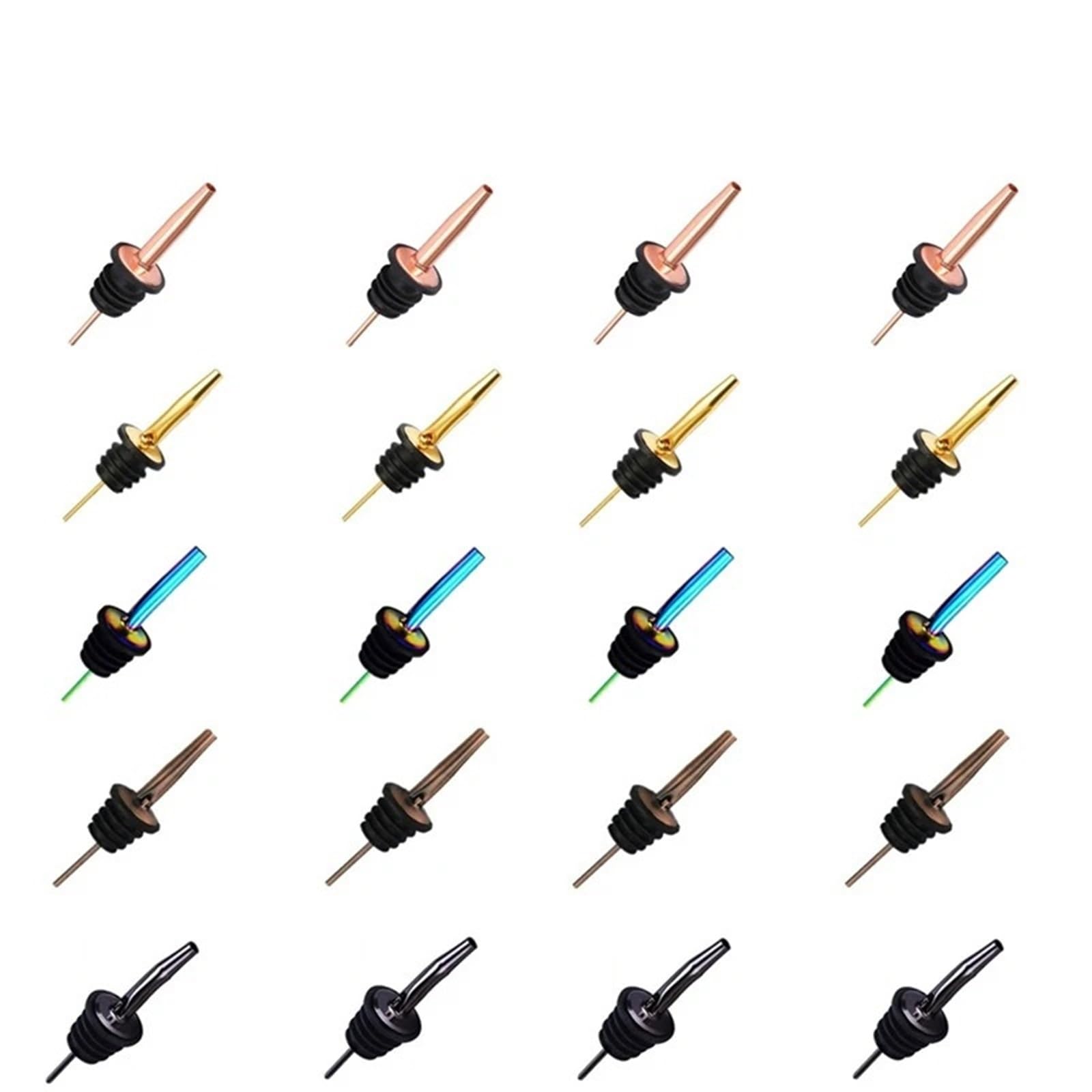Bouchons de vin 20 pièces bec verseur bouteille en acier inoxydable argent cuivre or for conserver le Champagne frais(Black)