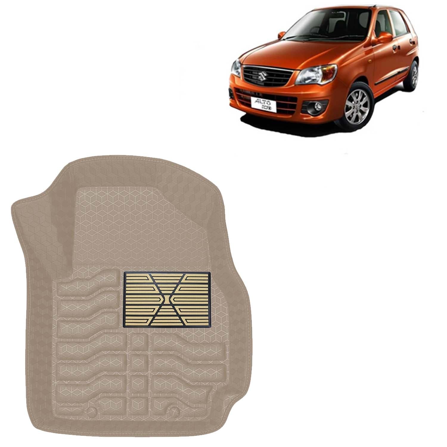 Kingsway Accessories Premium 4.5D Car Floor Mats Only Compatible with Maruti Suzuki Alto K10 Year 2010 to 2014 All Model, Set of 3 Pcs, 100% Waterproof Tray Shape PVC 4.5D Car Foot Mats, Beige