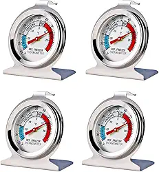 4 Pack Refrigerator Freezer Thermometer Large Dial Thermometer