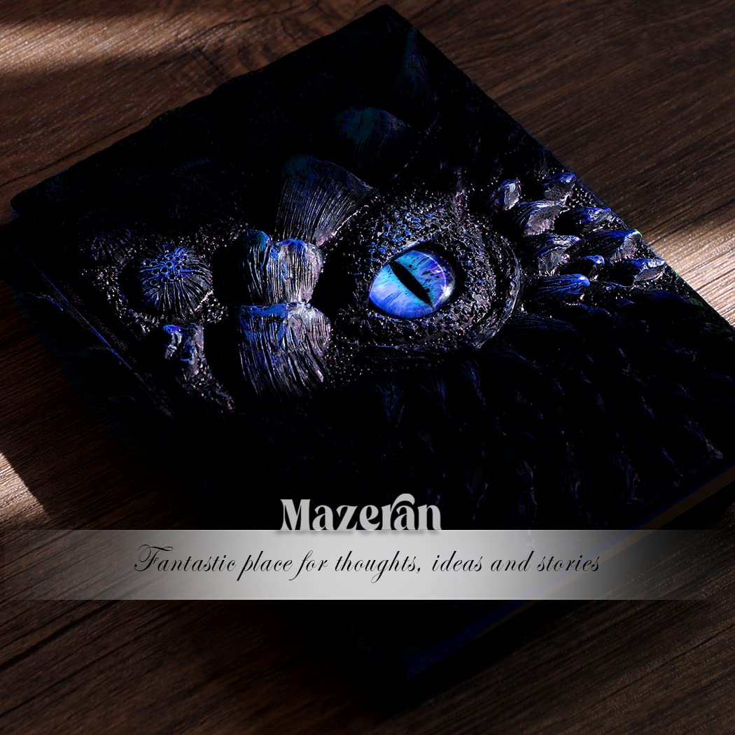 Mazeran 3D Drachen-Hardcover Geprägtes Journal, Antik Handgefertigtes Ozean-Drachen-Auge Polystone A5 Blanko-Kunstschreib-Skizzenbuch Tägliches Notizbuch, Heimdekoration Künstlerische