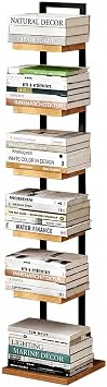 Bookshelf, Slim, 6 Tiers, Book Tower, Large Capacity, Latest Style, Stylish, Width 11.8 x Height 56.3 inches 30 x 143 cm, Storage Shelf, Gap Storage, Storage Rack, Open Rack, Shelf, Wooden Shelf