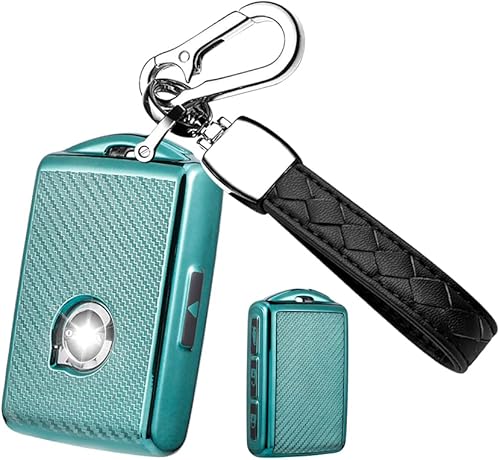 HIBEYO Funda para llavero de automóvil con textura de fibra de carbono de TPU para Volvo XC90 XC60 XC40 S60 S90 V90 V60 Polestar 1 T5 T6 Funda para