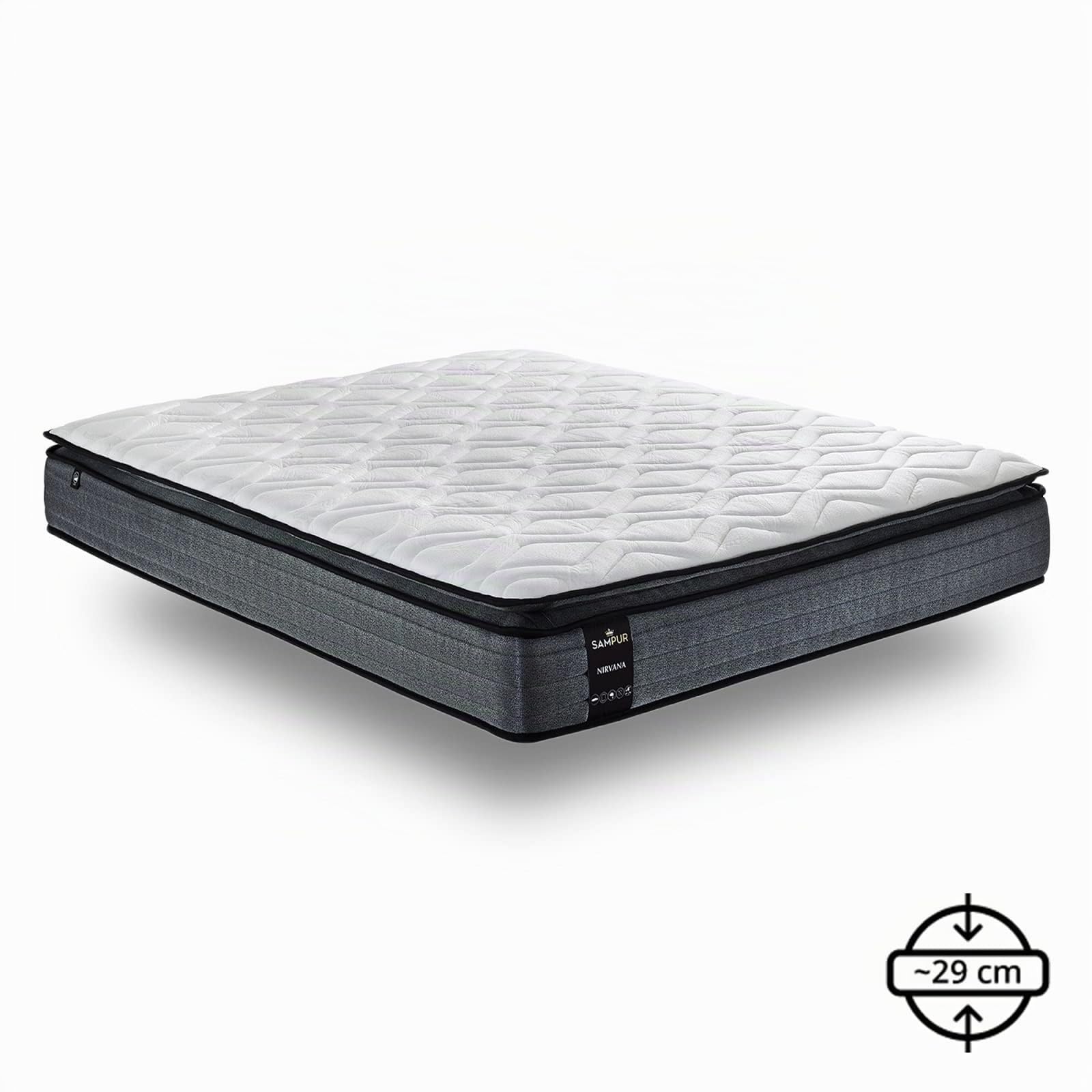 SAMPUR - Matelas Nirvana : Mémoire de Forme | Ressorts ensachés | Latex | Soutien mi-Ferme | 26 cm d'épaisseur | 160/200 cm